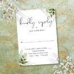 Cartons Réponse Elégant Rustic Green Feuille Mariage<br><div class="desc">Cette élégante carte rsvp de mariage feuille de verdure botanique peut être personnalisée avec vos informations dans la typographie chic. Conçu par Thisisnotme©</div>