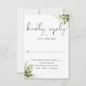 Cartons Réponse Elégant Rustic Green Feuille Mariage (Devant)