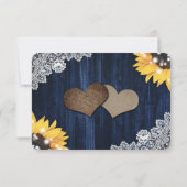 Cartons Réponse Elegant Rustic Navy Blue Wood Sunflower Wedding (Dos)