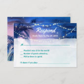 Cartons Réponse Elégant rustique aquarelle Palm Tree Beach Mariage (Devant / Derrière)