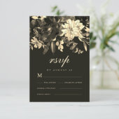 Cartons Réponse Élégant Rustique Automne Mariage Floral (Debout devant)