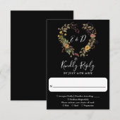 Cartons Réponse Élégant Rustique moderne Mariage de coeur floral (Devant / Derrière)