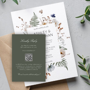 Cartons Réponse Élégant Rustique moderne Mariage Fleur sauvage