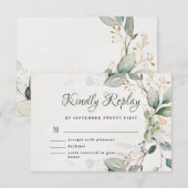 Cartons Réponse Élégant Rustique Or Vert Eucalyptus Moderne (Devant / Derrière)