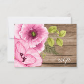 Cartons Réponse Élégant Rustique Poppys Aquarelle Rose Vert (Dos)