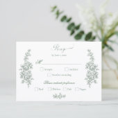 Cartons Réponse Elegant Sage Baroque Roses Wedding (Debout devant)