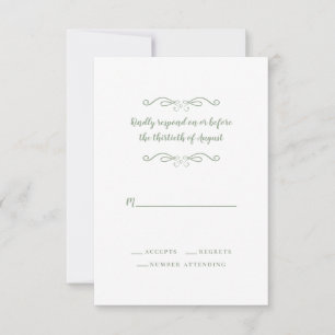 Cartons Réponse Elégant Sage Green Mariage Classic Minimaliste RSV