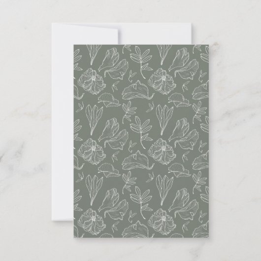 Cartons Réponse Elegant Sage Green Mariage QR Code Veuillez Répond (Dos)