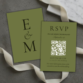 Cartons Réponse Elegant Sage Green Minimalist Wedding QR Code