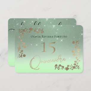 Cartons Réponse Elégant Sage Green Parties scintillant Chic Floral