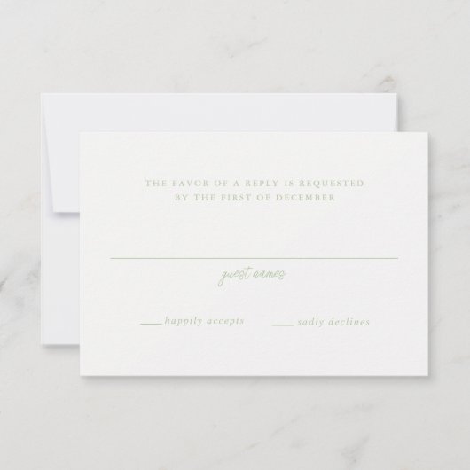 Cartons Réponse Élégant Sage Green Script Monogramme Mariage (Devant)