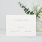 Cartons Réponse Élégant Sage Green Script Monogramme Mariage (Debout devant)