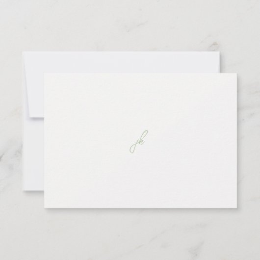 Cartons Réponse Élégant Sage Green Script Monogramme Mariage (Dos)