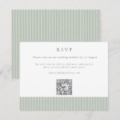 Cartons Réponse Elegant Sage Green Stripes QR Code Wedding (Devant / Derrière)
