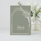 Cartons Réponse Elegant Sage Green With QR Code Wedding Reply By (Debout devant)