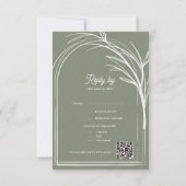 Cartons Réponse Elegant Sage Green With QR Code Wedding Reply By (Dos)