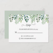 Cartons Réponse Elégant Sage Vert verdure Eucalyptus Mariage RSV (Devant / Derrière)