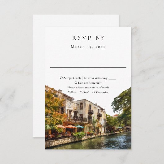 Cartons Réponse Elegant San Antonio Watercolor Wedding (Devant / Derrière)