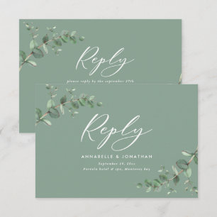 Cartons Réponse Elégant sauge vert Eucalyptus Mariage de verdure