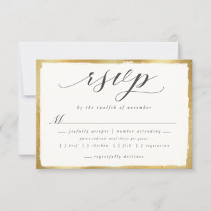 Cartons Réponse Élégant Script avec Gold Edge Meal Choice Mariage