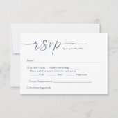 Cartons Réponse Élégant Script bleu Dusty - Simple Mariage chic (Devant)