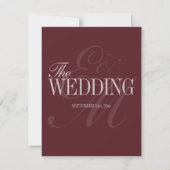 Cartons Réponse Elegant Script Burgundy Red QR Code Formal Wedding (Dos)