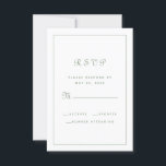 Cartons Réponse Élégant Script Chic Sage Vert Mariage Boîtier<br><div class="desc">Le design élégant de la carte de réponse RSVP comprend un script élégant et des lettres en vert sauge romantique sur un arrière - plan blanc immaculé. Le dos de la carte de réponse est blanc. Pour des résultats optimaux, remplacez les détails modèles par vos propres détails. Envoyez un courriel...</div>