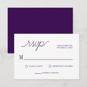 Cartons Réponse Élégant Script chic violet Mariage minimal