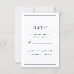 Cartons Réponse Élégant Script Classic Marine Bleu Mariage boîtier