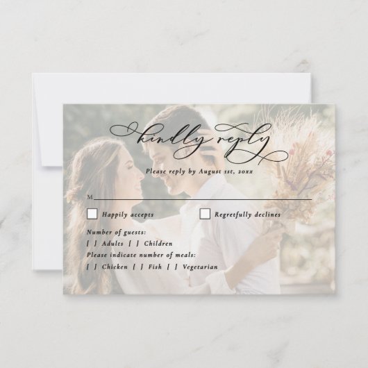 Cartons Réponse Élégant script de calligraphie moderne Mariage 2 p (Devant)