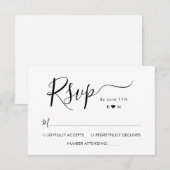 Cartons Réponse Élégant script de calligraphie Monogramme mariage (Devant / Derrière)