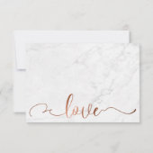 Cartons Réponse Élégant script en cuivre avec mariage Marbre blanc (Dos)