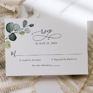 Cartons Réponse Élégant Script Eucalyptus Mariage de verdure