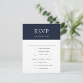Cartons Réponse Élégant script initial Monogramme Mariage bleu mar (Debout devant)
