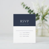 Cartons Réponse Élégant script initial Monogramme Mariage bleu mar (Debout devant)