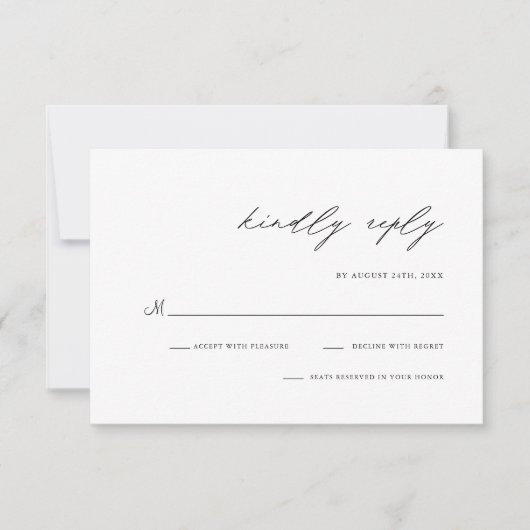 Cartons Réponse Élégant script manuscrit Simple Mariage moderne (Devant)