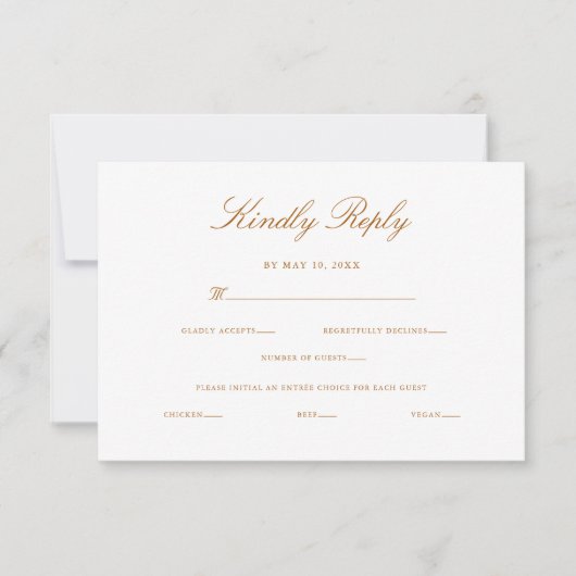 Cartons Réponse Élégant Script Modern Kindly Répondre Mariage (Devant)