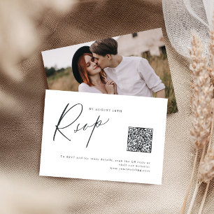 Cartons Réponse Élégant script moderne minimaliste mariage QR code