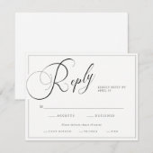Cartons Réponse Élégant script noir & blanc avec Mariage d'entrée (Devant / Derrière)