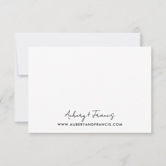 Cartons Réponse Élégant Script noir blanc Mariage simple (Dos)