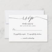 Cartons Réponse Élégant Script noir blanc Mariage simple (Devant)