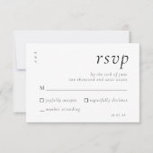 Cartons Réponse Élégant Script noir blanc Mariage simple (Devant)