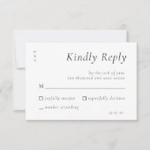 Cartons Réponse Élégant Script noir blanc Mariage simple (Devant)