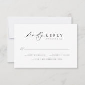 Cartons Réponse Élégant Script noir blanc Mariage simple (Devant)