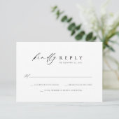 Cartons Réponse Élégant Script noir blanc Mariage simple (Debout devant)