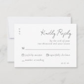 Cartons Réponse Élégant Script noir blanc Mariage simple (Devant)