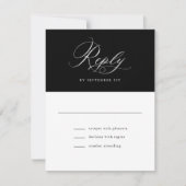 Cartons Réponse Élégant Script noir et blanc Mariage classique (Devant)