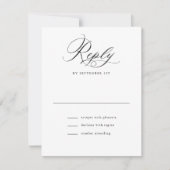 Cartons Réponse Élégant Script noir et blanc Mariage classique (Devant)
