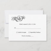 Cartons Réponse Élégant Script noir et blanc Mariage Classy (Devant)