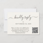 Cartons Réponse Élégant script photo QR Code Cream Mariage (Devant)